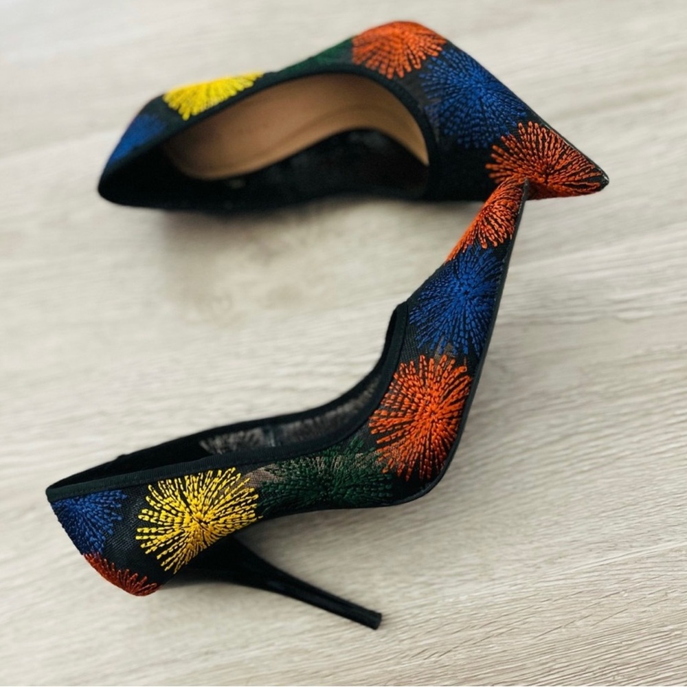 ZARA Trefaluc Embroidered Pumps Size 6 HighHeels Pointy Toe Womens Shoes Size 36 - Picture 9 of 12